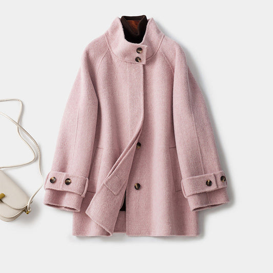 Double-sided Cashmere Women's Mid-length Waist Slimming Woolen Coat
