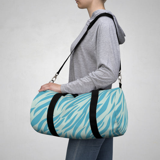 Blue Zebra Print Duffel Bag — Travel Gym Weekend Bag