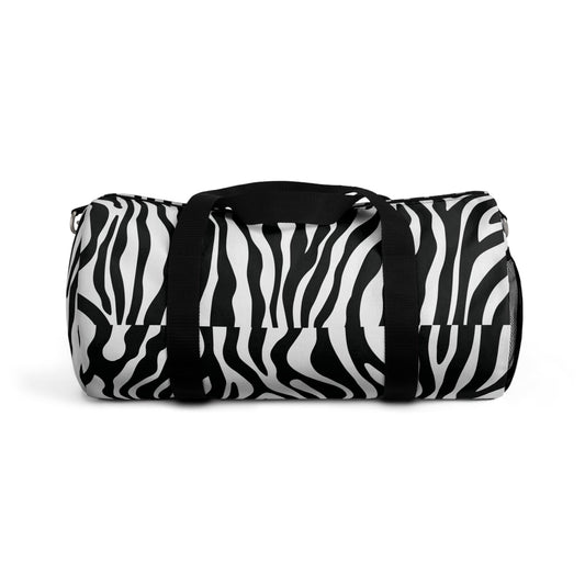 Zebra Print Duffel Bag – Black & White Animal-Pattern Weekender