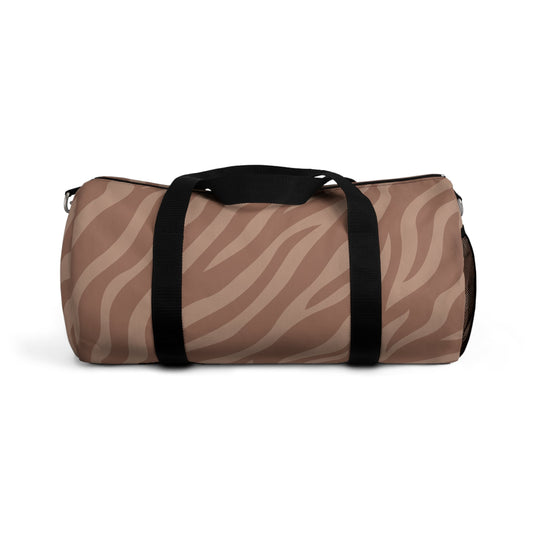 Beige Zebra Print Duffel Bag — Animal Print Travel Gym Bag