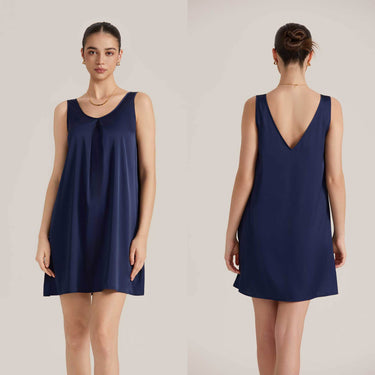 Womens Sleeveless Satin Chiffon V-Neck Nightdress