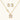 Gold-plated jewelry set with rectangular cubic zirconia stones in pave halo settings on cream background