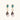 Gold drop earrings with iridescent abalone studs, rope links, jeweled caps and white baroque pearls on cream background