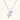 Pink enamel teddy bear pendant with crystal accents and heart charm on white gold chain