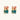 Gold-plated hoop earrings with teal and coral enamel brushstroke design on cream background