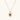 Gold pendant with oval mother-of-pearl frame, amber stone center, and crystal halo on delicate chain