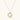 Gold pendant necklace with circular orbital design, iridescent mother-of-pearl center, and green zirconia accents