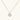Gold quatrefoil pendant with crystal center on iridescent mother-of-pearl base, adjustable gold chain on cream background