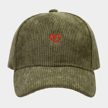Spring And Autumn New Small Love Embroidered Corduroy Baseball Cap