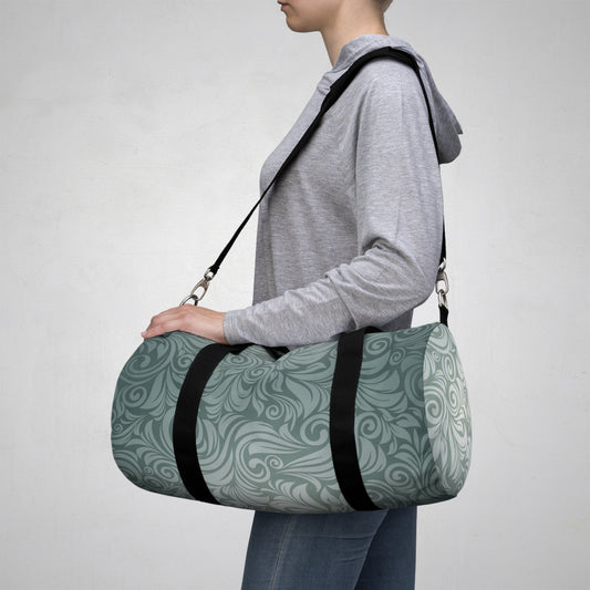 Swirl Pattern Duffel Bag — Teal Vintage Floral Travel Gym Bag
