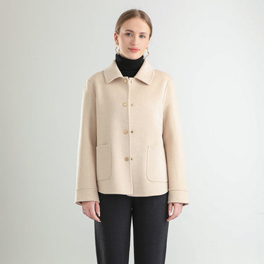 Autumn And Winter New Polo Collar Solid Color Coat For Women