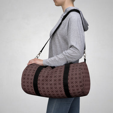 Brown Geometric Pattern Duffel Bag —Travel Gym Weekend Bag