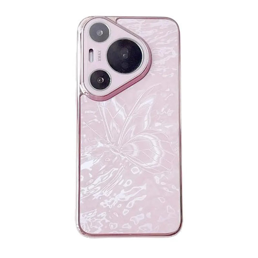 Butterfly Pattern Electroplated PC + Glass Phone Case, For Huawei Pura 70