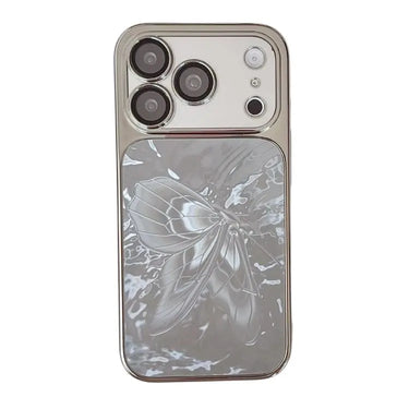 Butterfly Pattern Electroplated PC + Glass Phone Case, For iPhone 17 Pro Max, For iPhone 17 Pro, For iPhone 17, For iPhone 16 Pro Max