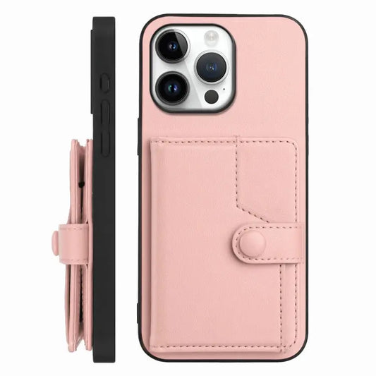 Button Card Bag RFID Anti-theft Phone Case, For iPhone 16 Pro Max, For iPhone 16 Pro, For iPhone 16 Plus, For iPhone 16