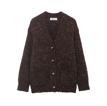Casual and lazy style pleated knitted loose jacket