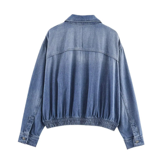 Casual loose denim pilot jacket