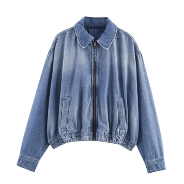 Casual loose denim pilot jacket
