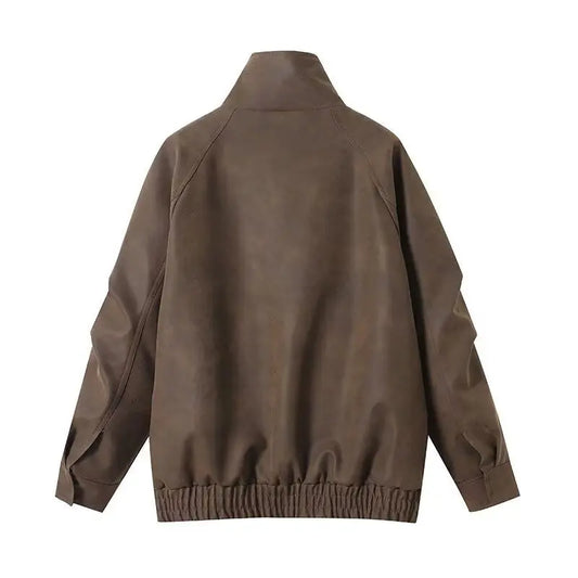 Casual loose stand up collar jacket top