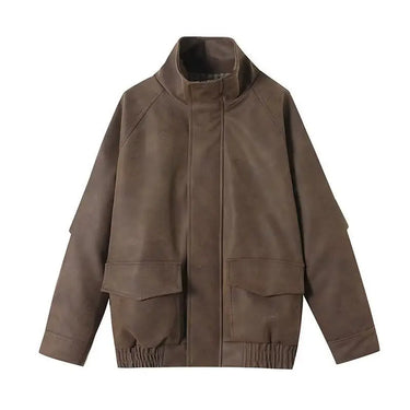 Casual loose stand up collar jacket top