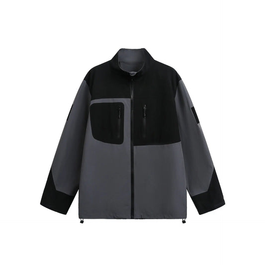 Color-Block Sun Protection Jacket Casual Loose Stand-Up Collar Sporty Outerwear