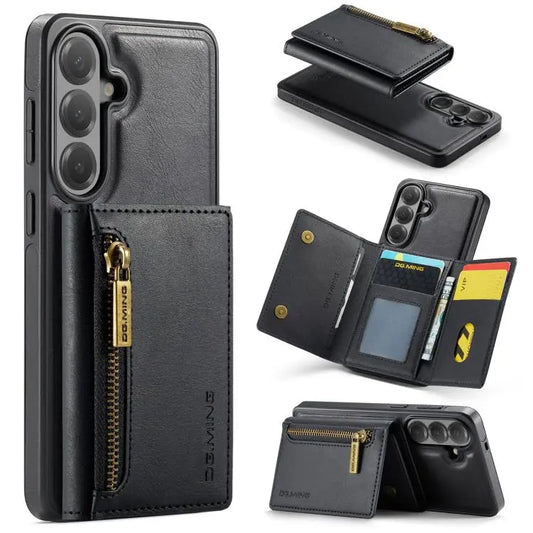 DG.MING M5 Series Zip RFID Multi Card Detachable Leather Phone Case, For Galaxy S26+ 5G, For Galaxy S26 Ultra 5G, For Galaxy S26 5G, For Samsung Galaxy S25 FE 5G
