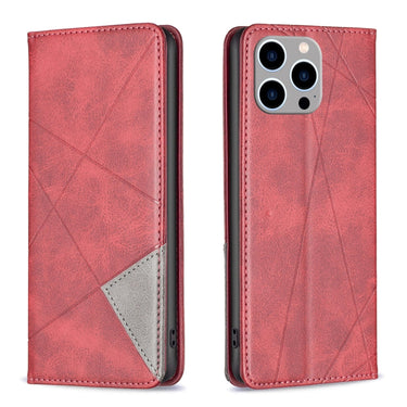 Rhombus Texture Magnetic Leather Phone Case, For iPhone 15 Pro Max, For iPhone 15 Pro, For iPhone 15 Plus, For iPhone 15