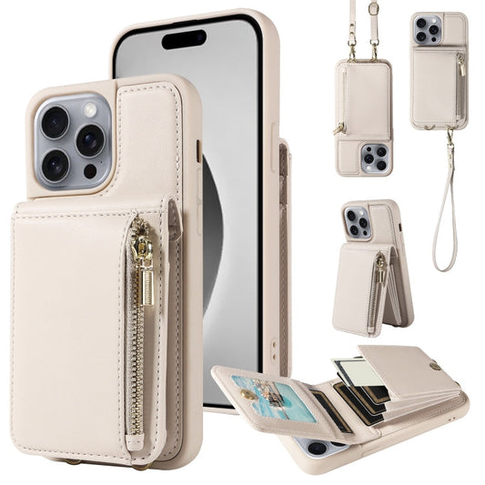 Crossbody Lanyard Zipper Wallet Leather Phone Case, For iPhone 16 Pro Max, For iPhone 16 Pro, For iPhone 16 Plus, For iPhone 16