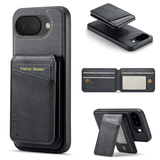 Fierre Shann Cowhide Vertical Flip Magnetic Card Holder Phone Case, For Google Pixel 10a, For Google Pixel 9 Pro, For Google Pixel 9, For Google Pixel 8a