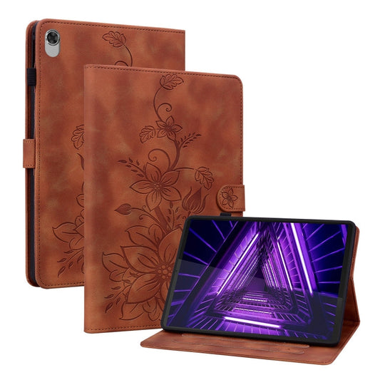 Lily Embossed Leather Tablet Case, For Lenovo Tab K10, For Lenovo Tab M7 3rd Gen, For Lenovo Tab P11 /Xiaoxin Pad Plus