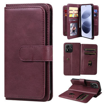 Multi-Function Wallet 10 Card Slots Leather Phone Case, For Redmi Note 17 5G/4G Global 171mm, For Redmi Note 17 Pro+ 5G Global 163mm, For Redmi 17 5G/4G Global 171mm, For Redmi Note 14 5G