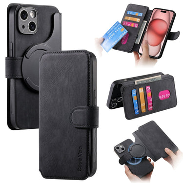 CaseNeo MagSafe RFID Anti-theft Retro Leather Phone Case, For iPhone 15