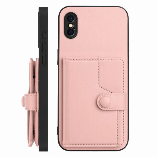 Button Card Bag RFID Anti-theft Phone Case, For iPhone XS / X, For iPhone XR, For iPhone XS Max, For iPhone 8 Plus / 7 Plus