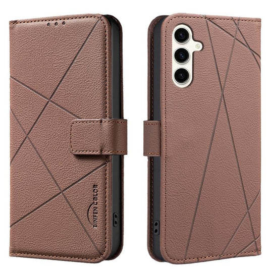 Geometric Pattern RFID Leather Phone Case, For Samsung Galaxy A55, For Samsung Galaxy A35, For Samsung Galaxy A05, For Samsung Galaxy A05S