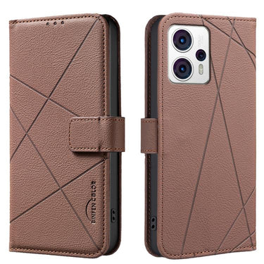 Geometric Pattern RFID Leather Phone Case, For Motorola Moto G73 5G