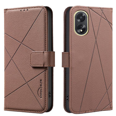 Geometric Pattern RFID Leather Phone Case, For OPPO A38 4G / A18 4G, For OPPO A58 4G, For OPPO A78 4G, For OPPO A98 5G / F23 / A1