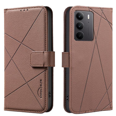 Geometric Pattern RFID Leather Phone Case, For Realme C75 4G, For Realme 12 5G Global, For Realme 12+ 5G, For Realme 12 Pro 5G / 12 Pro+ 5G Global