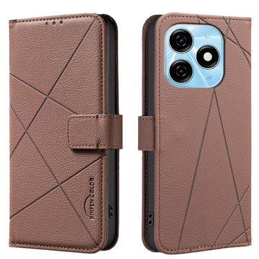 Geometric Pattern RFID Leather Phone Case, For Tecno Spark 20