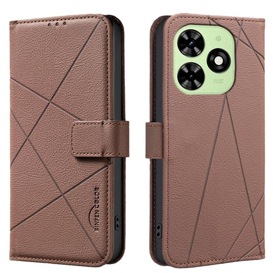 Geometric Pattern RFID Leather Phone Case, For Tecno Spark 20