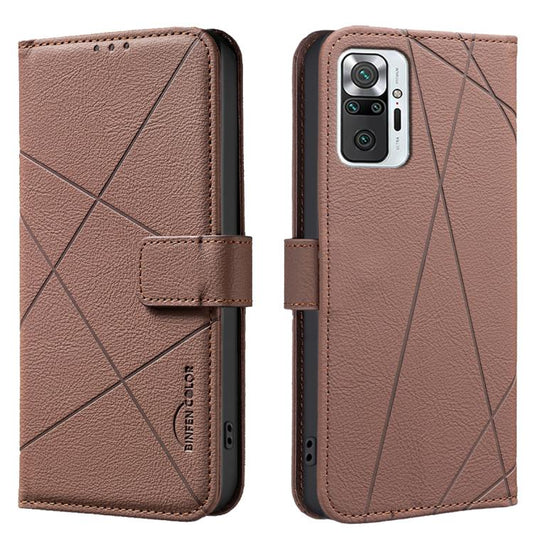 Geometric Pattern RFID Leather Phone Case, For Redmi Note 10 Pro Max / Note 10 Pro