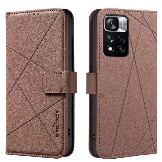 Geometric Pattern RFID Leather Phone Case, For Redmi Note 11 Pro / 11 Pro 5G Global, For Redmi 10 2022 / Note 11 4G, For Redmi Note 10 5G / 10T 5G, For Redmi Note 10 4G / Note 10S