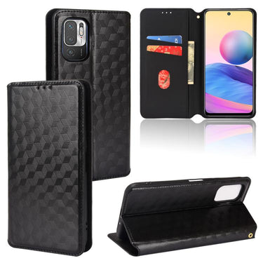 Cubic Grid Texture Flip Leather Phone Case, For Redmi Note 10 JE, For Redmi Note 10T 5G, For Redmi Note 8 2021