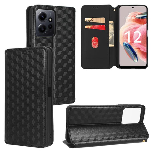 Cubic Grid Texture Flip Leather Phone Case, For Redmi Note 12 5G Global, For Redmi 12C / 11A 4G, For Redmi K60 / K60 Pro, For Redmi K60E