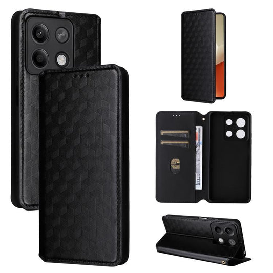 Cubic Grid Texture Flip Leather Phone Case, For Redmi Note 12 4G Global, For Redmi Note 12 Turbo 5G, For Redmi Note 12 Pro+ 5G Global, For Redmi Note 12 Pro 5G Global