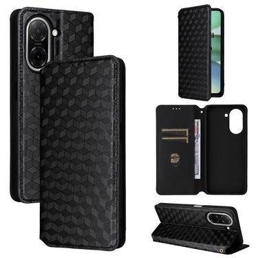 Cubic Grid Texture Flip Leather Phone Case, For Redmi K80 / K80 Pro, For Redmi Note 14 Pro 4G Global, For Redmi Note 14 4G 163.25mm, For Redmi Note 14 Pro+ 5G