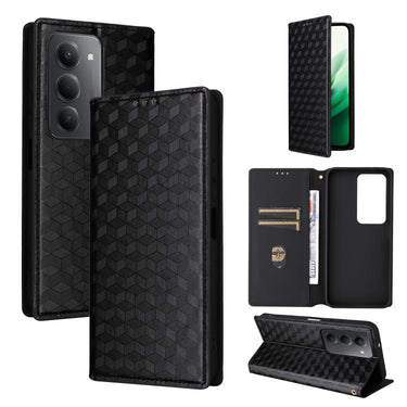 Cubic Grid Texture Flip Leather Phone Case, For Redmi K80 / K80 Pro, For Redmi Note 14 Pro 4G Global, For Redmi Note 14 4G 163.25mm, For Redmi Note 14 Pro+ 5G