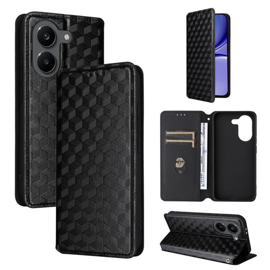 Cubic Grid Texture Flip Leather Phone Case, For Redmi Note 15 Pro 5G Global 163.6mm, For Redmi Note 15 5G Global 164mm, For Redmi 15 5G Global / 15 4G SEA 169mm, For Redmi 15 5G / 4G EU 171mm