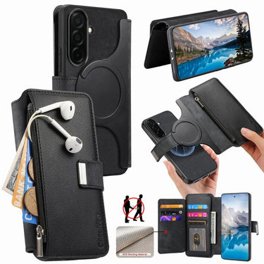 CaseNeo MagSafe RFID Anti-theft Zipper Wallet Retro Leather Phone Case, For Galaxy S26+ 5G, For Galaxy S26 Ultra 5G, For Galaxy S26 5G, For Galaxy S25 FE 5G