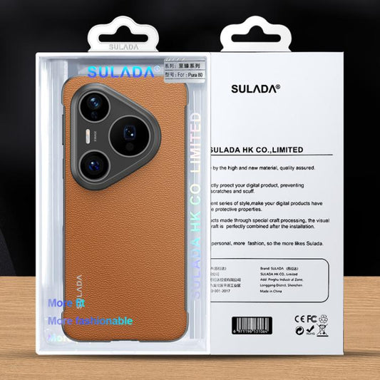 SULADA Frameless Top Layer Cowhide Leather PC Phone Case, For Huawei Pura 80 5G