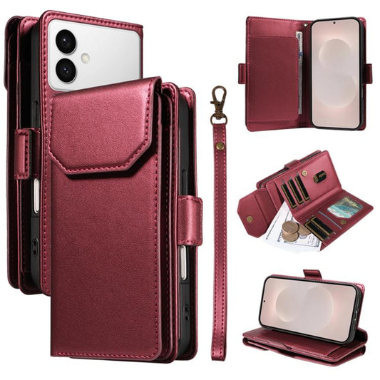 Multi Card Wallet Leather Phone Case with Strap, For Galaxy S26 Edge 5G, For Galaxy S26 Ultra 5G, For Galaxy S26 5G